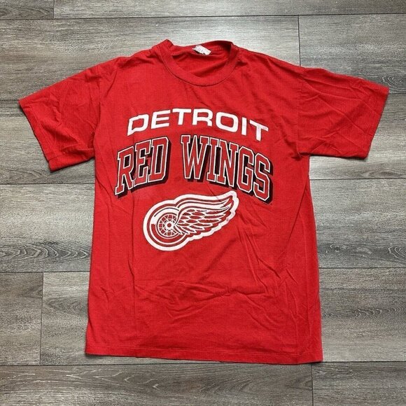 Vintage Detroit Red Wings T-Shirt Size M NHL 90's Hockey Red Graphic Tee - Picture 1 of 7
